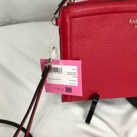 Kate Spade Large Lingonberry Pebbles Leather Wristlet NWT - Picture 4 of 6